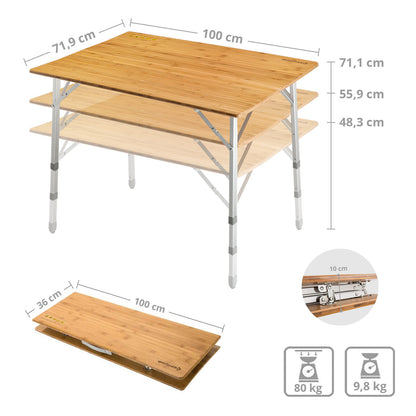 KingCamp Bamboo Family Table Campingtisch