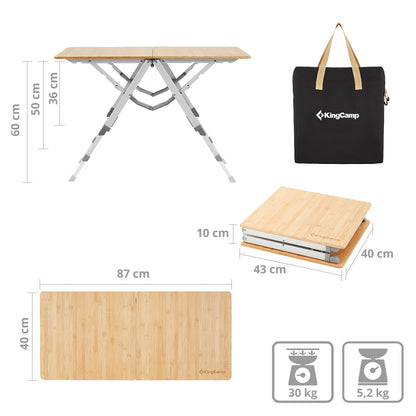 KingCamp Bamboo Duo Campingtisch