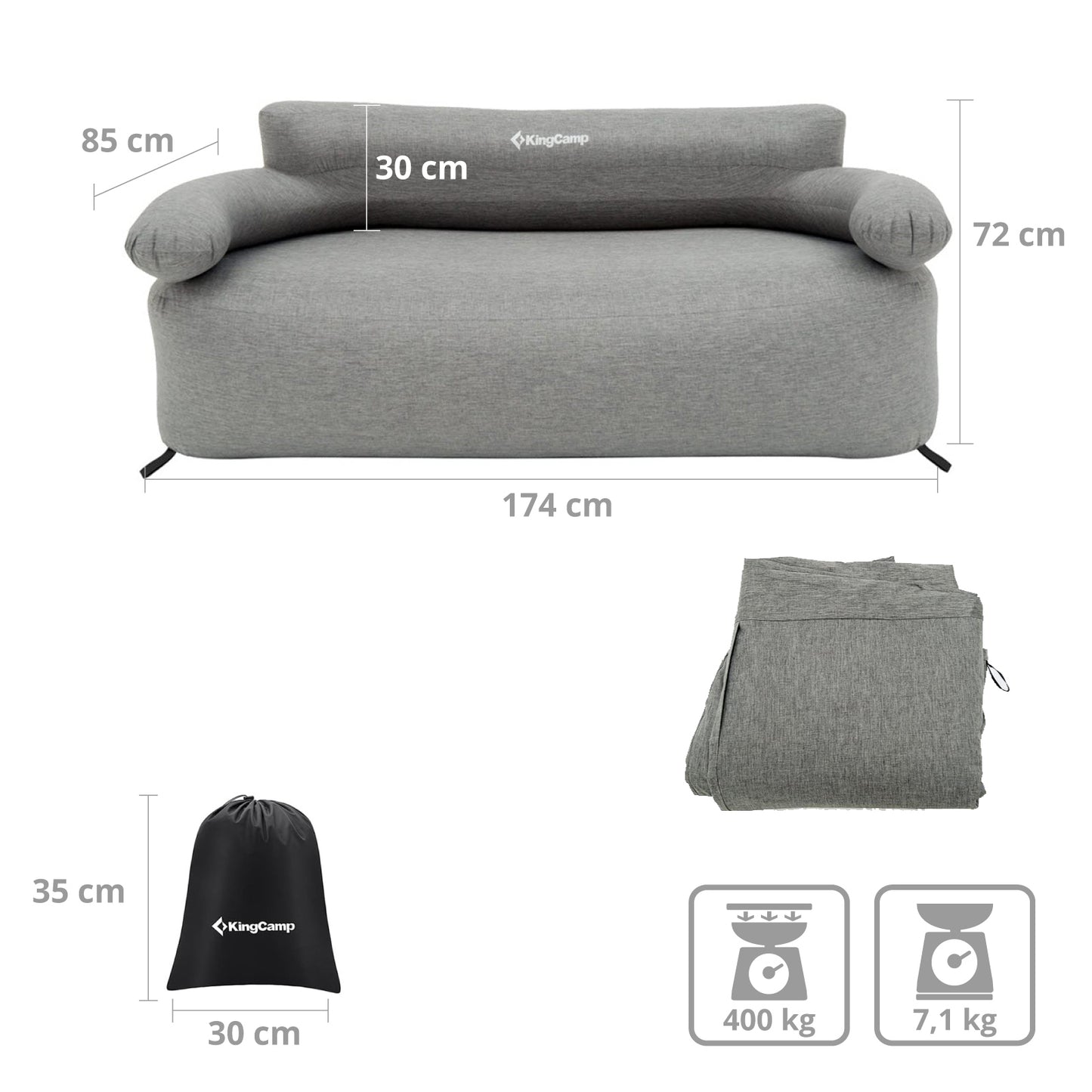 KingCamp Air Sofa Granite Campingstuhl