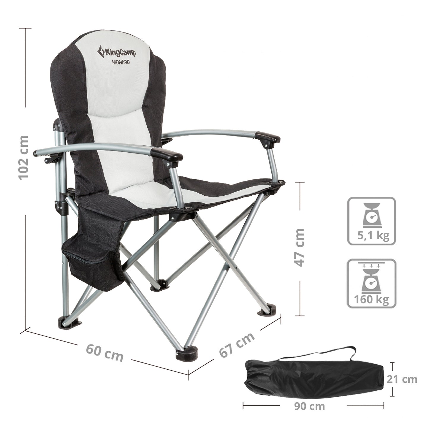 KingCamp Deluxe Hard Armrest Chair Campingstuhl